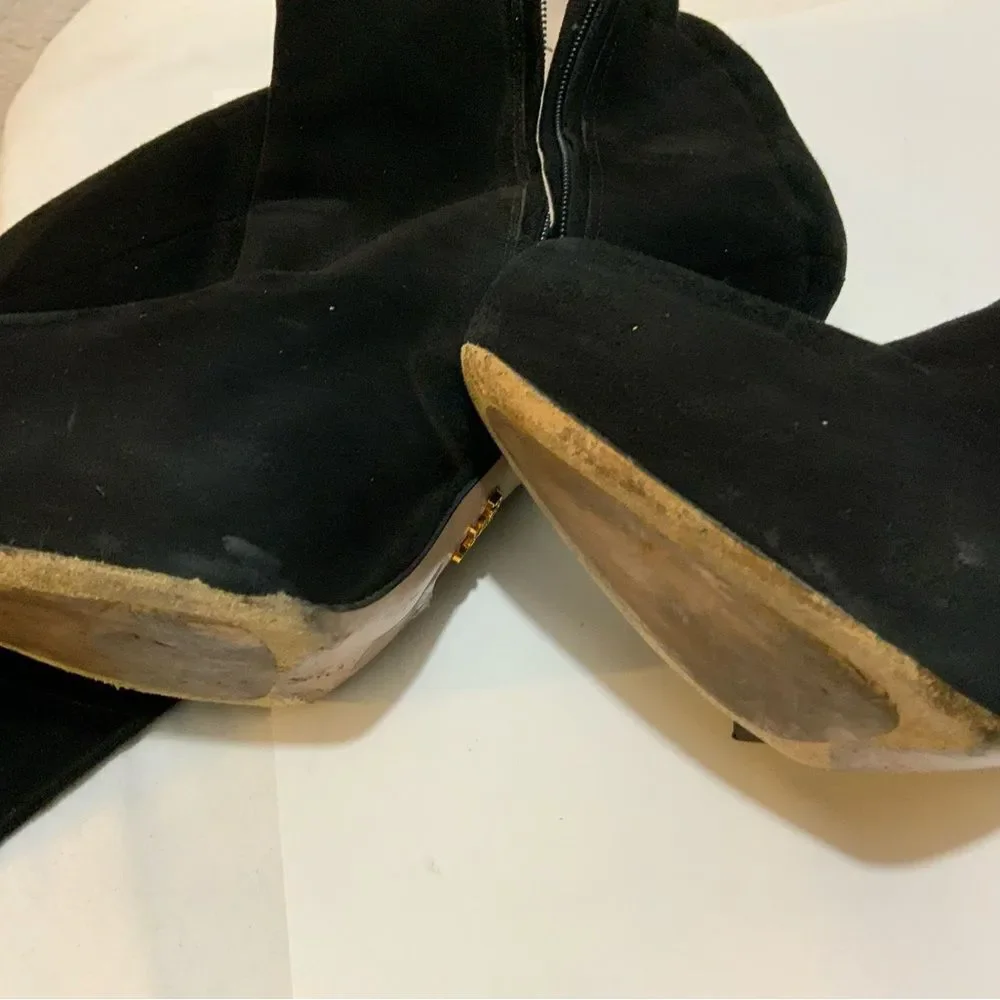 PRADA Black Suede Knee High Stiletto Boots Size 39 - Picture 16 of 16